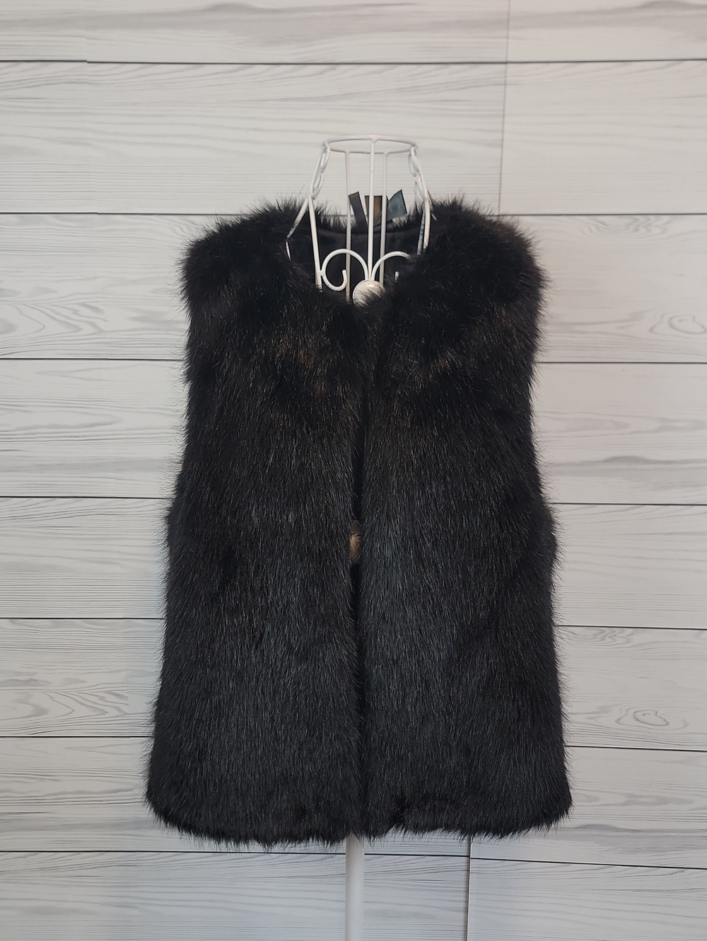 Bisou Bisou By Michele Bohbot Black Faux Fur Vest - Black Womens Size S